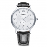 时光一百 时尚简约闪钻真皮石英男表W80097G