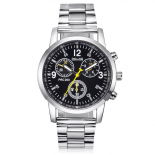 时光一百Smileyes系列 商务运动数字时标钢带石英男表TSW044G